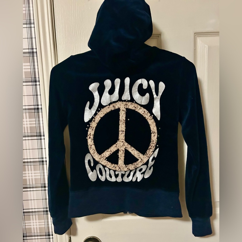 Juicy Couture Navy Hoodie with Peace Emblem